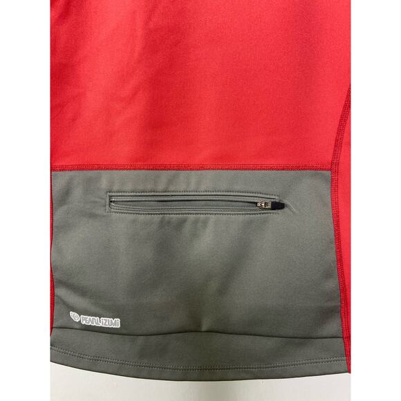 Pearl Izumi Cycling Top Long Sleeve Full Zip High Neck Color Block Red Gray M - Picture 6 of 9